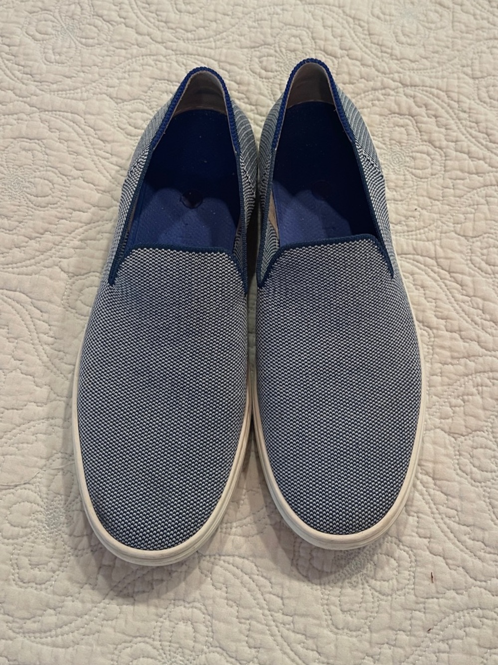 Rothy's Women's Slip-On Sneakers in Navy and White